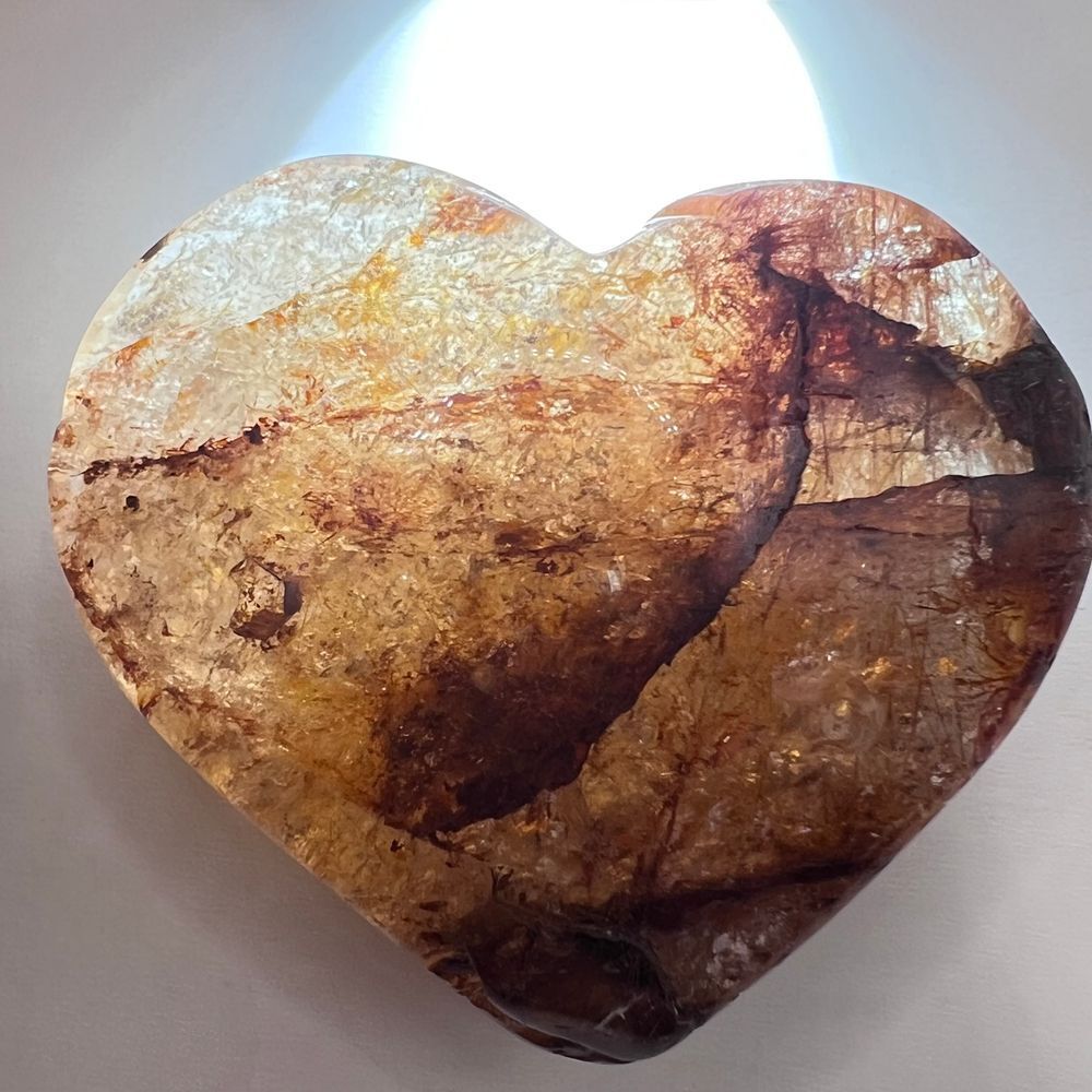 Golden Rutilated Clear Quartz Heart - Picture 7 of 16